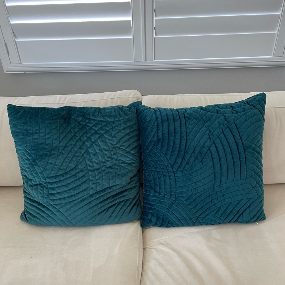 Teal velvet throw pillows